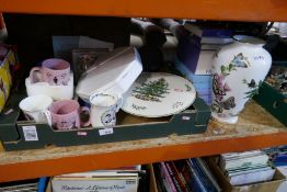 A box of mixed china including Spode, Franklin Mint and Wedgwood, etc