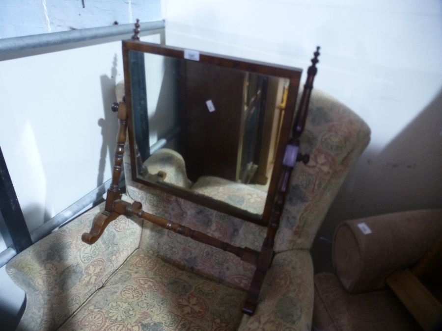Victorian dressing table mirror, barley twist edge rectangular wall mirror and amber coloured sectio - Image 4 of 11