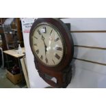 A Victorian mahogany drop dial wall clock, (no movement)