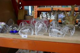 Collection of Wedgwood crystal paperweights, depicting birds