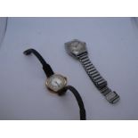 Vintage gents stainless steel 'Vertex' wristwatch on stainless strap, together 9ct gold cased 'Dwels