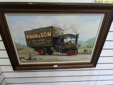 W H Stockman; a modern oil of steam traction lorry for Pimm and Son, Guildford, signed, 75 x 49cms