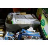 Three boxes of vintage postcards and other ephemera etc