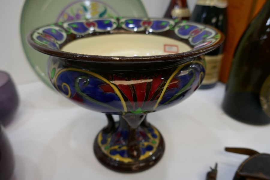 A Shelley 'Intarsio' bowl having flared rim, on shaped supports with arts and crafts decoration 17.5 - Image 2 of 4