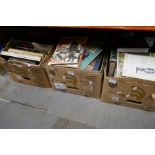 Three boxes of vintage books of war, guns, etc