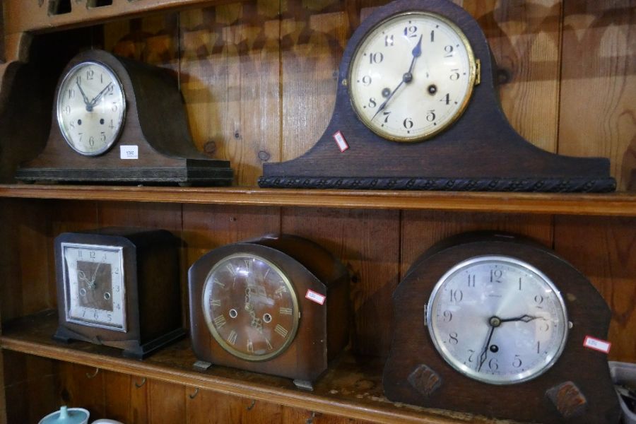 A quantity of 1930s mantel clock and a short case example - Image 3 of 4