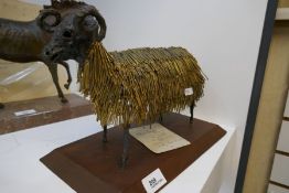 Karel De Smit, sculpture of Ram on oblong wooden base