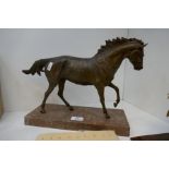 Gerrard McCabe a limited edition bronze figure of running stallion on oblong marble base, 3/20, leng