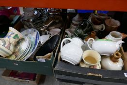 Two boxes of mixed China including collectors plates, jugs , Richmond China etc