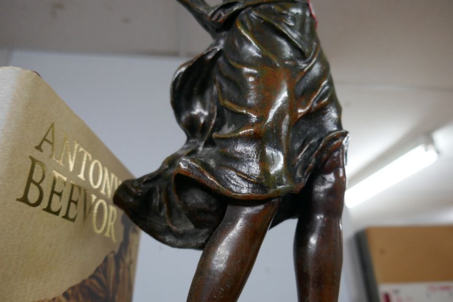 Spelter figure of a girl and butterfly on plinth 'The messager' - Image 3 of 4