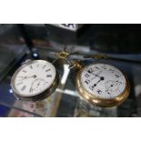 Antique silver pocket watch maker J H & S, together with a gold plated Hampton Watch Co example