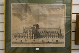 An antique print of Winchester Cathedral, probably early 19th century, 59.5 x 46.5cms