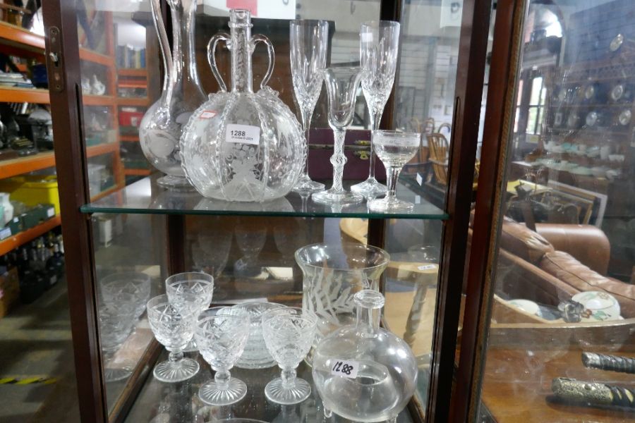 A quantity of antique and later glassware including a flycatcher and an air twist stem glass - Image 2 of 3