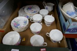 Crate of Royal Albert 'Friendship' series sweet pea teaware - approx 20 piece