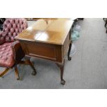 Asprey & Co, a repro mahogany pop up drinks cabinet probably 1930's with removable tray on cabriolet