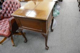 Asprey & Co, a repro mahogany pop up drinks cabinet probably 1930's with removable tray on cabriolet