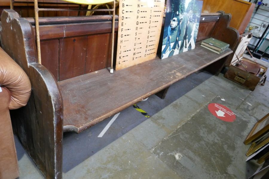 An old pine church pew, 257cms