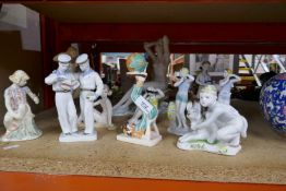 Quantity of various Russian and other ceramics including clown figures, several models of Art deco l