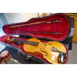 A vintage violin by Leonard W Broughton, Southampton 1969 with 16.5 inch back