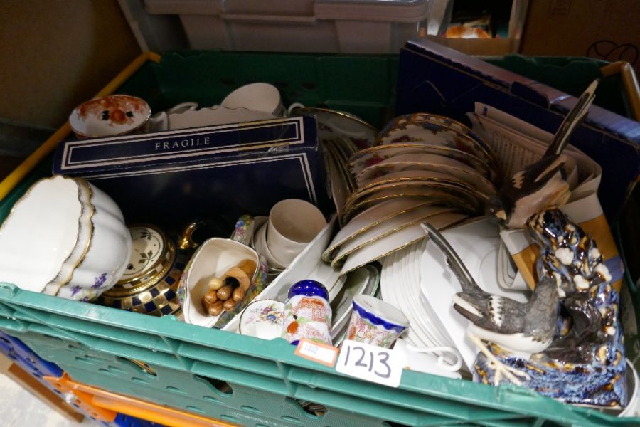 Three crates of mixed china including Royal Albert, Carnival glass, Aynsley, Poole, etc - Image 3 of 4