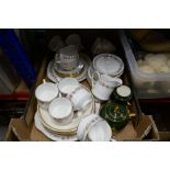 Box of Paragon teaware and Queen Anne gold deco teaware