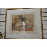A limited edition coloured engraving of horse, pencil signed, 58/160