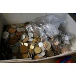 A box of vintage Great Britain and World coinage