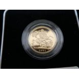 22ct '2001 United Kingdom Gold Proof Sovereign' No. 04362, in presentation box and Certificate of Au