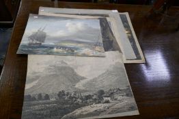 A small quantity of 19th century watercolors mainly landscapes, seascapes and sundry