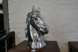 Polished aluminium horse head