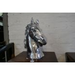 Polished aluminium horse head