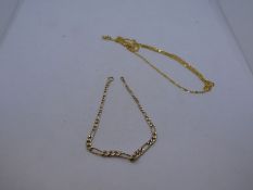 9ct yellow gold neck chain and 9ct yellow gold figaro design bracelet, both marked, 2.8g gross appr