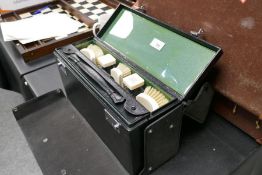 A mid 20th century Gentleman's vanity case with black case and protective corner