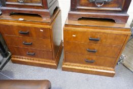 A pair of Art Deco style three drawer bedside chests