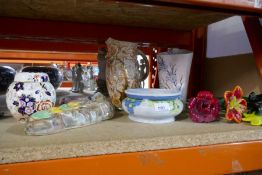 A selection of mixed pottery and china including Radford Butterfly vase