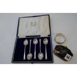 Five cased silver spoons Hamilton and Co Ltd, with Indian marks, possibly Colonial, Calcutta, Delhi