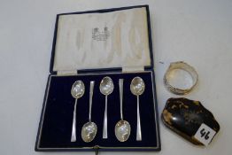 Five cased silver spoons Hamilton and Co Ltd, with Indian marks, possibly Colonial, Calcutta, Delhi