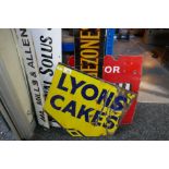 Selection of vintage signs including Lyons Cakes etc