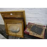 Three Victorian pictures drawn with Alum Bay sand, one of Carisbrooke Castle by T.Cox and one other