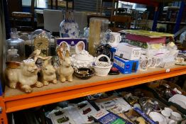 Quantity of ceramics to include Commemorative ware, Coalport bird figures, oriental bamboo decorativ