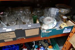 Two boxes mixed china and glassware including copeland spade