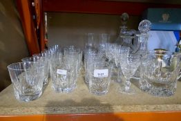 A selection of lead crystal mostly consisting of water jugs, decanters, etc