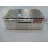 A superb silver cigarette box with engine turned lid with raised top and jagged edge corners. Nice d