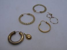 Collection broken 9ct gold jewellery, all marked, single earrings, pendants etc 7.3g approx.