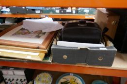 Box containing as new lighters, leather cases and a quantity of pictures