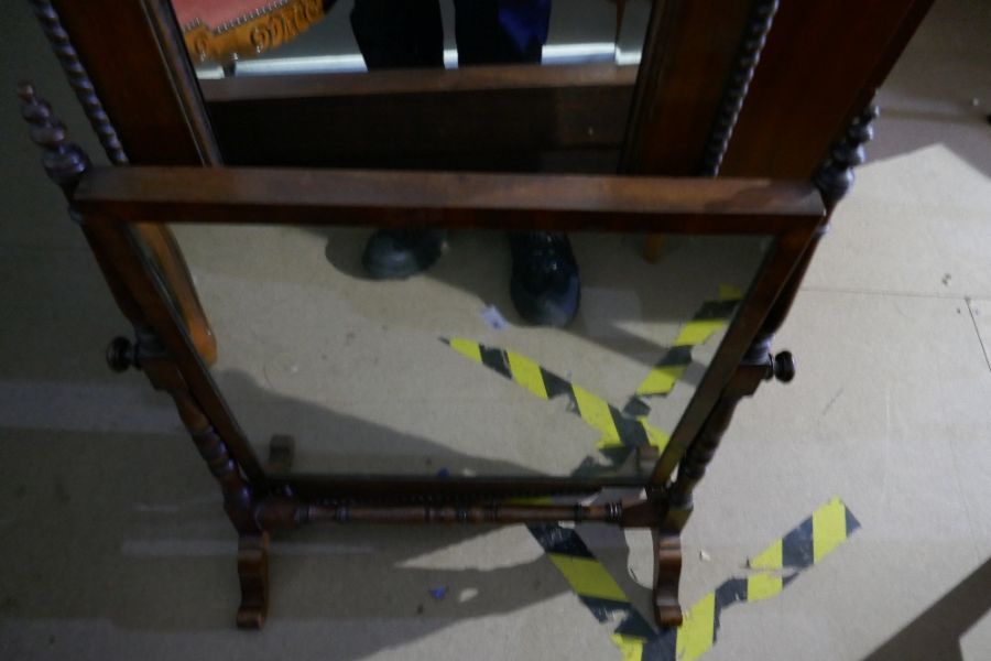 Victorian dressing table mirror, barley twist edge rectangular wall mirror and amber coloured sectio - Image 8 of 11