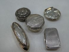 A selection of five silver trinket bases all of various, decorative designs, pretty interior, engine