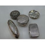 A selection of five silver trinket bases all of various, decorative designs, pretty interior, engine