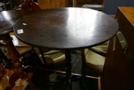 An antique mahogany tripod table, a two flap dining table and sundry furniture