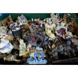 A box of Resin figures, mostly depicting animals and teddy bears